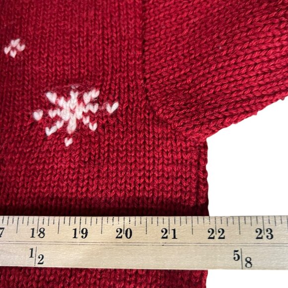 Ralph Lauren Hand Knit Wool Dog Snowflake Red Sweater Size M - Picture 6 of 7